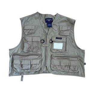 Coleman Outdoors Fishing Hunting Vest Mens XL Tan Multi-Pocket 100% Cotton Vtg